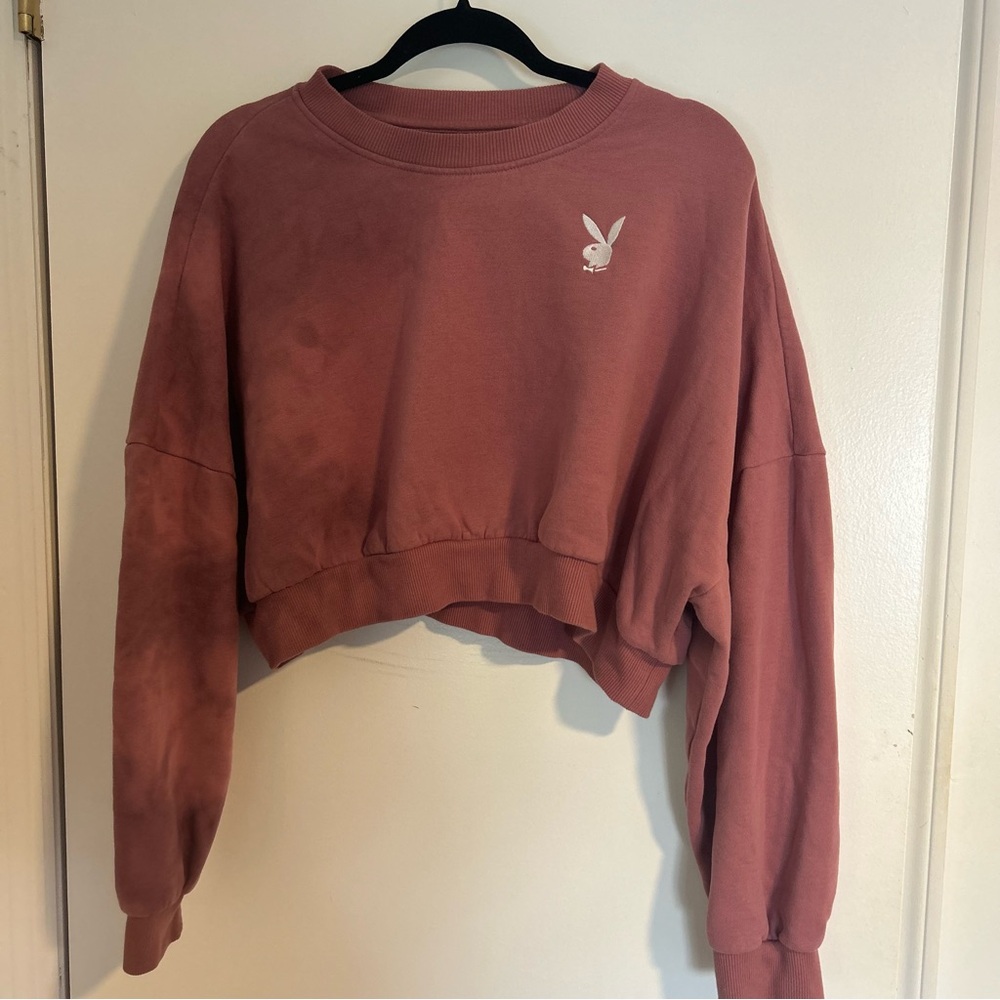 Pacsun Playboy Cropped Tiedye Crewneck